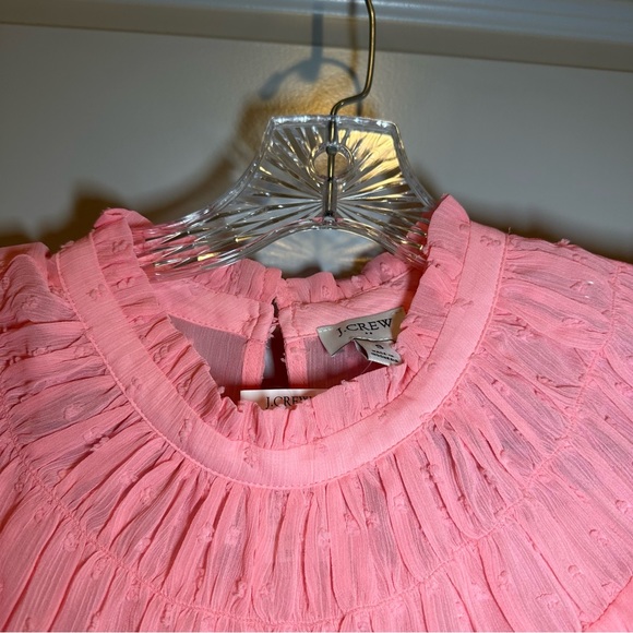 NWT J.Crew Neon Pink Clip-Dot Smocked Top BO348 size Small - Picture 6 of 12